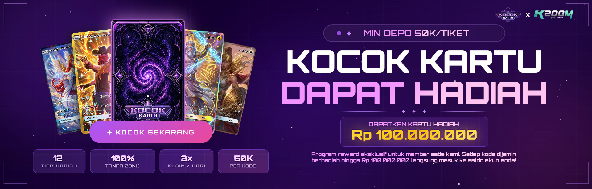 KOCOK KARTU MISTERIUS & DAPATKAN BONUS HINGGA 100JT!